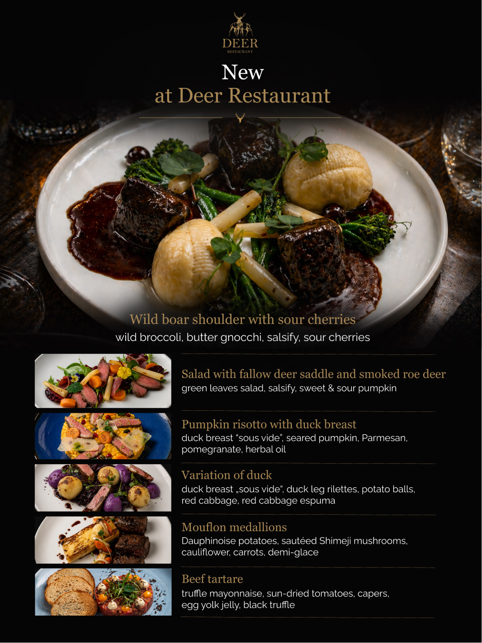 New menu at Deer Restaurant